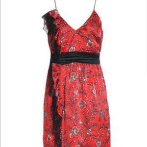 Cinq et Sept Red Silk Midi Dress